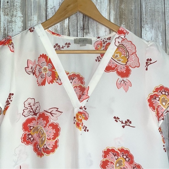 Loft White Sheer Floral Blouse - Picture 4 of 5